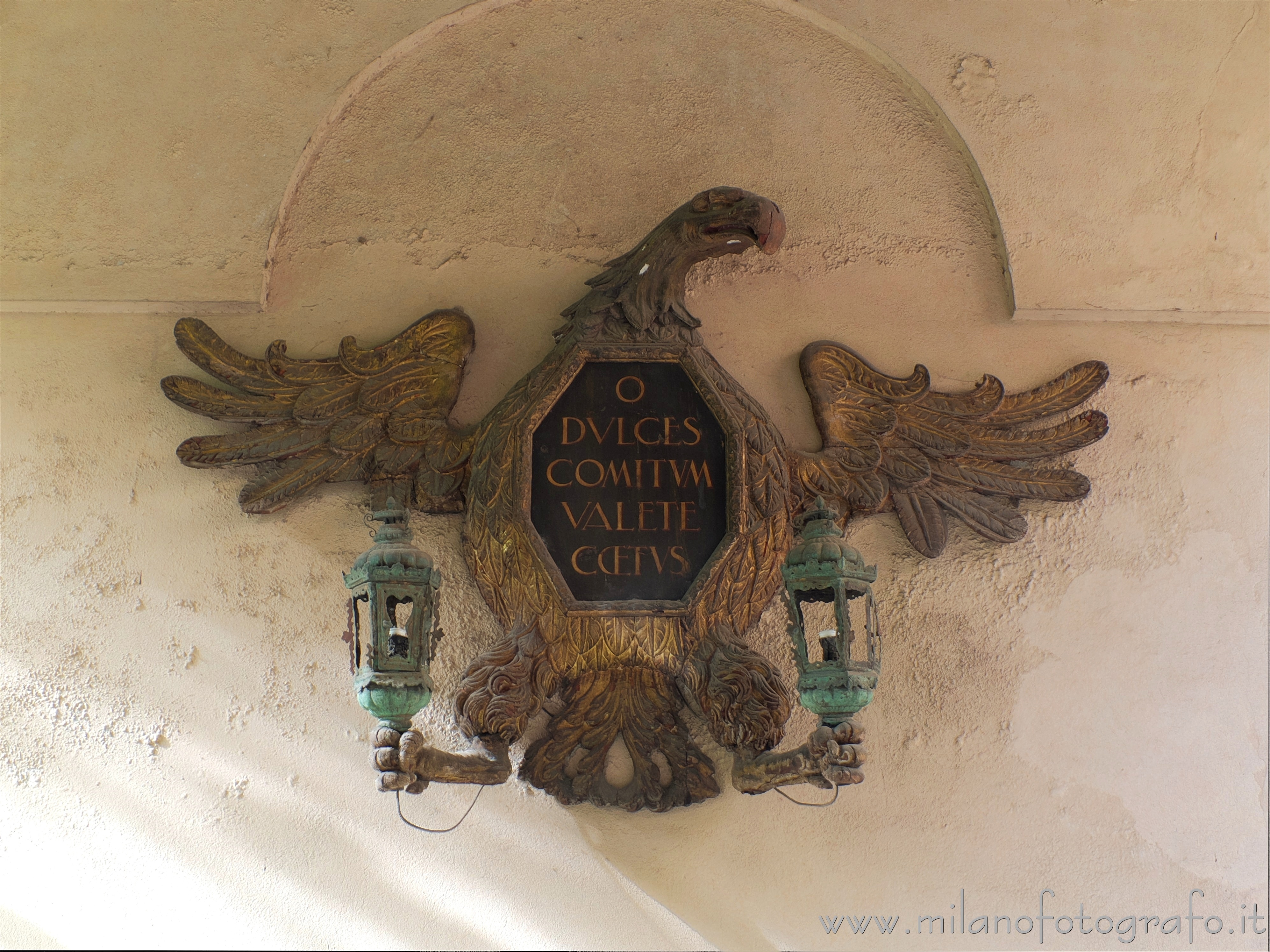 Milan (Italy) - Lamp in the court of the House of the Atellani and Leonardo's vineyard